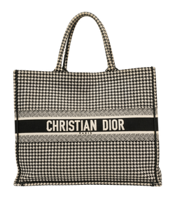 Large Book Tote, Canvas, Houndstooth/Black/White, 50-MA-0159, 2*